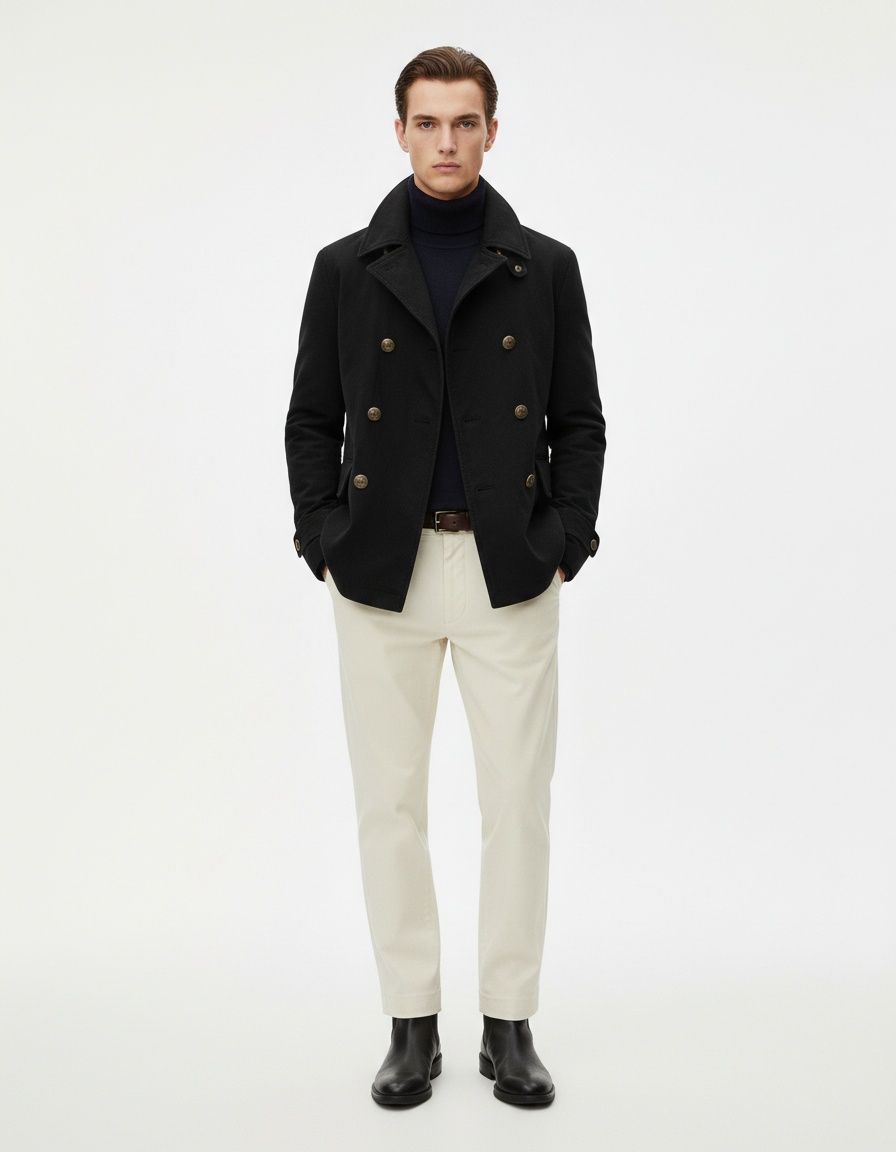 Chaqueta informal de invierno para hombre, de color liso, con corte holgado y parte delantera abierta