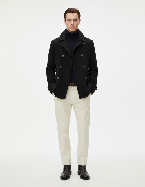 Chaqueta informal de invierno para hombre, de color liso, con corte holgado y parte delantera abierta