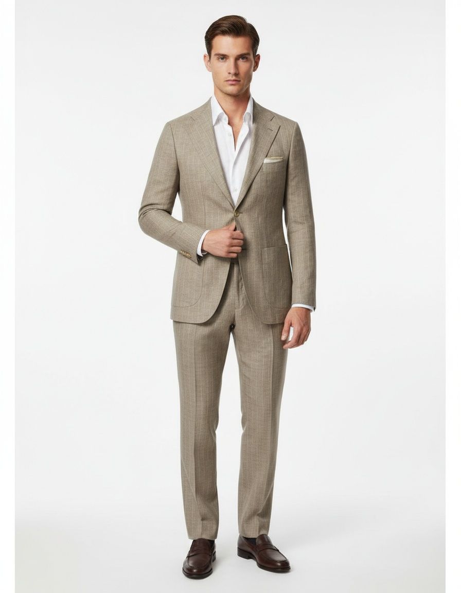 Blazer de manga larga para hombre en mezcla de algodón y lino con efecto flameado