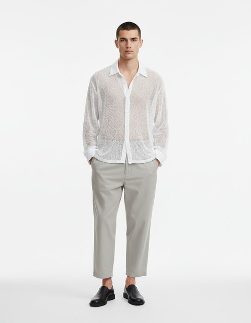 Camisa de manga larga con botones de mezcla de algodón - Estilo casual transpirable