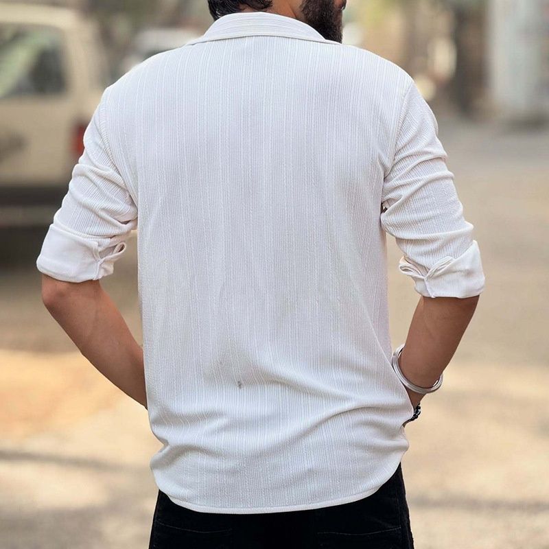 Camisa informal con cuello abotonado para otoño e invierno, mezcla de algodón transpirable, manga larga.