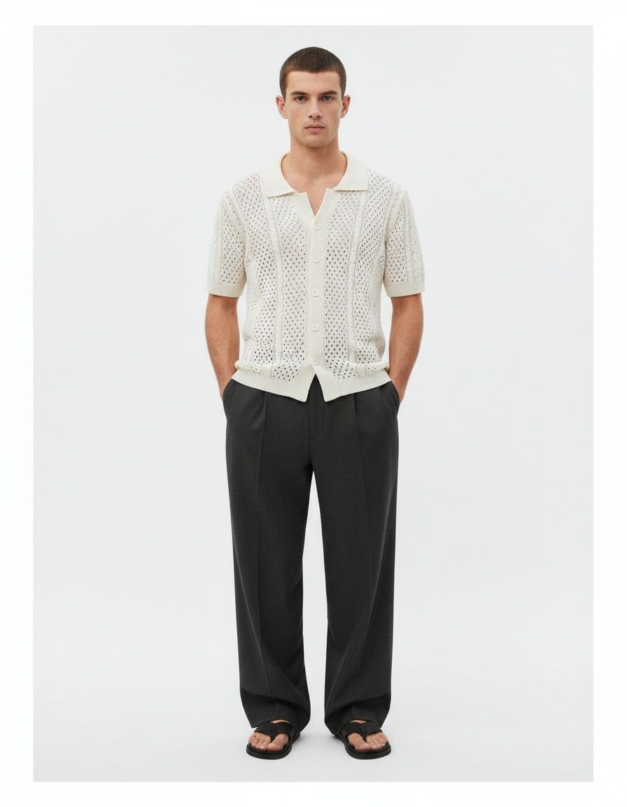 Lightweight Knit Cardigan Short Sleeve Casual Breathable Beach Shirt for Spring Summer