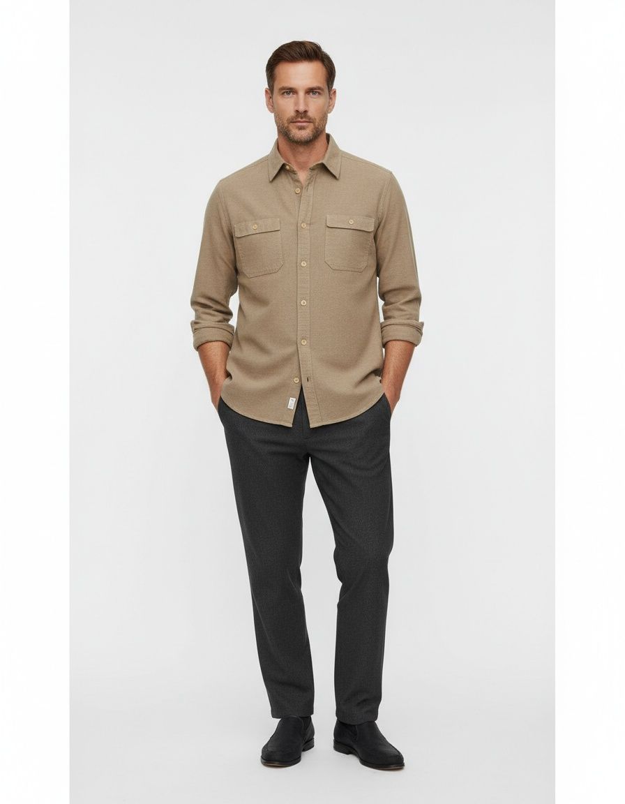 Men's Retro Style Slim Fit Casual Long Sleeve Breathable Casual Shirt