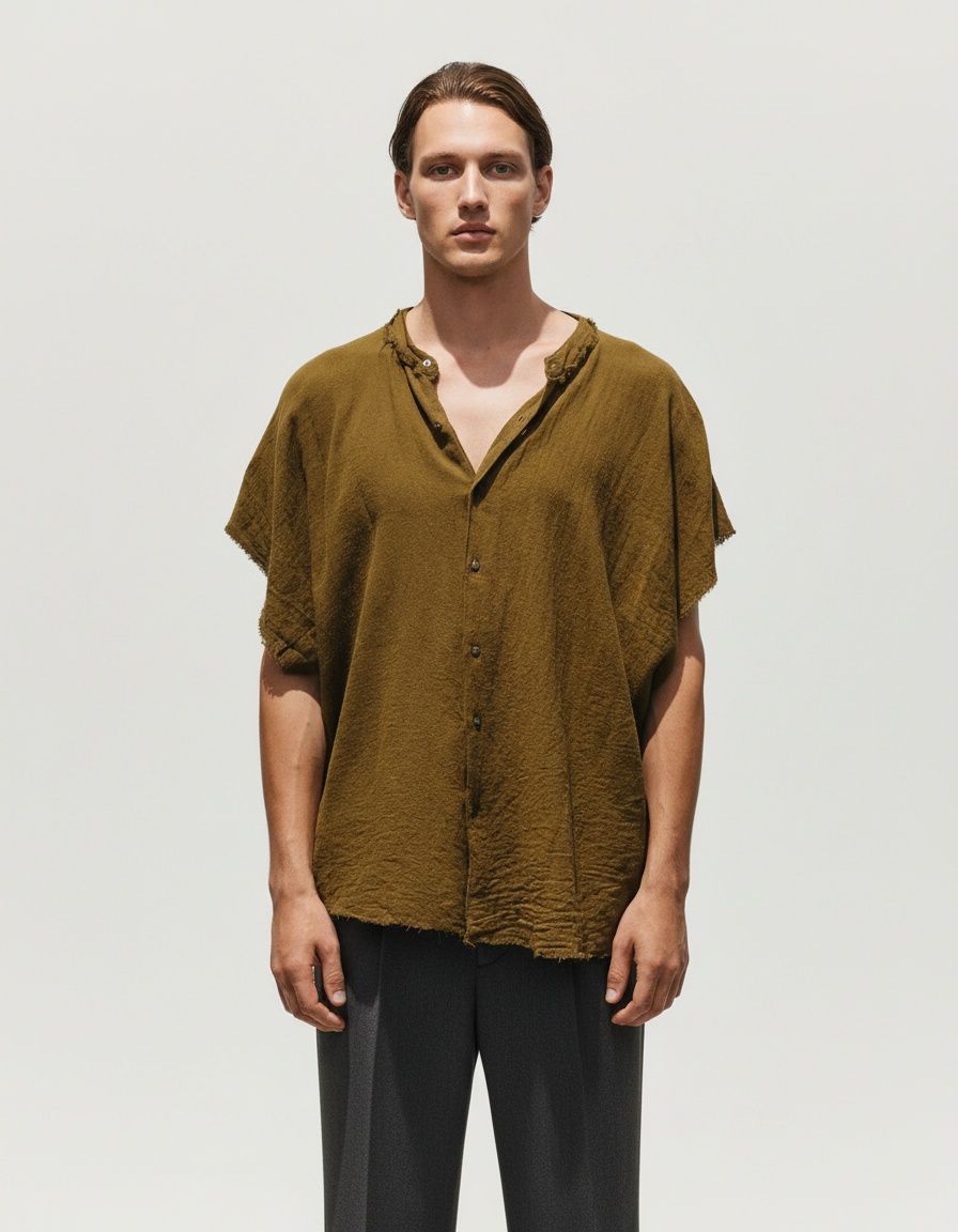 Cotton Linen Breathable Short Sleeve Shirt - Casual Summer Menswear