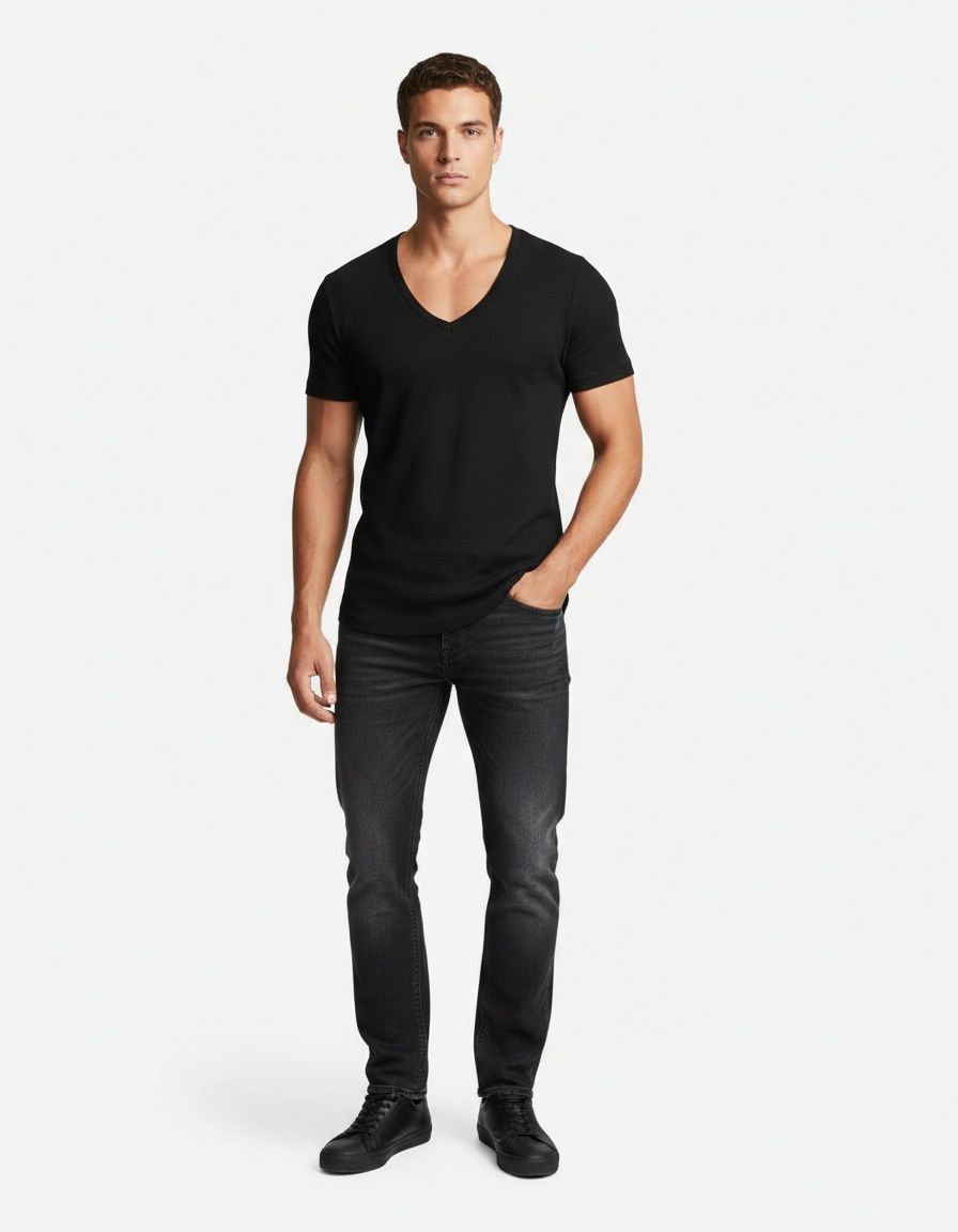 Breathable Cotton V-Neck Tee for Summer Casual Fashion Wear