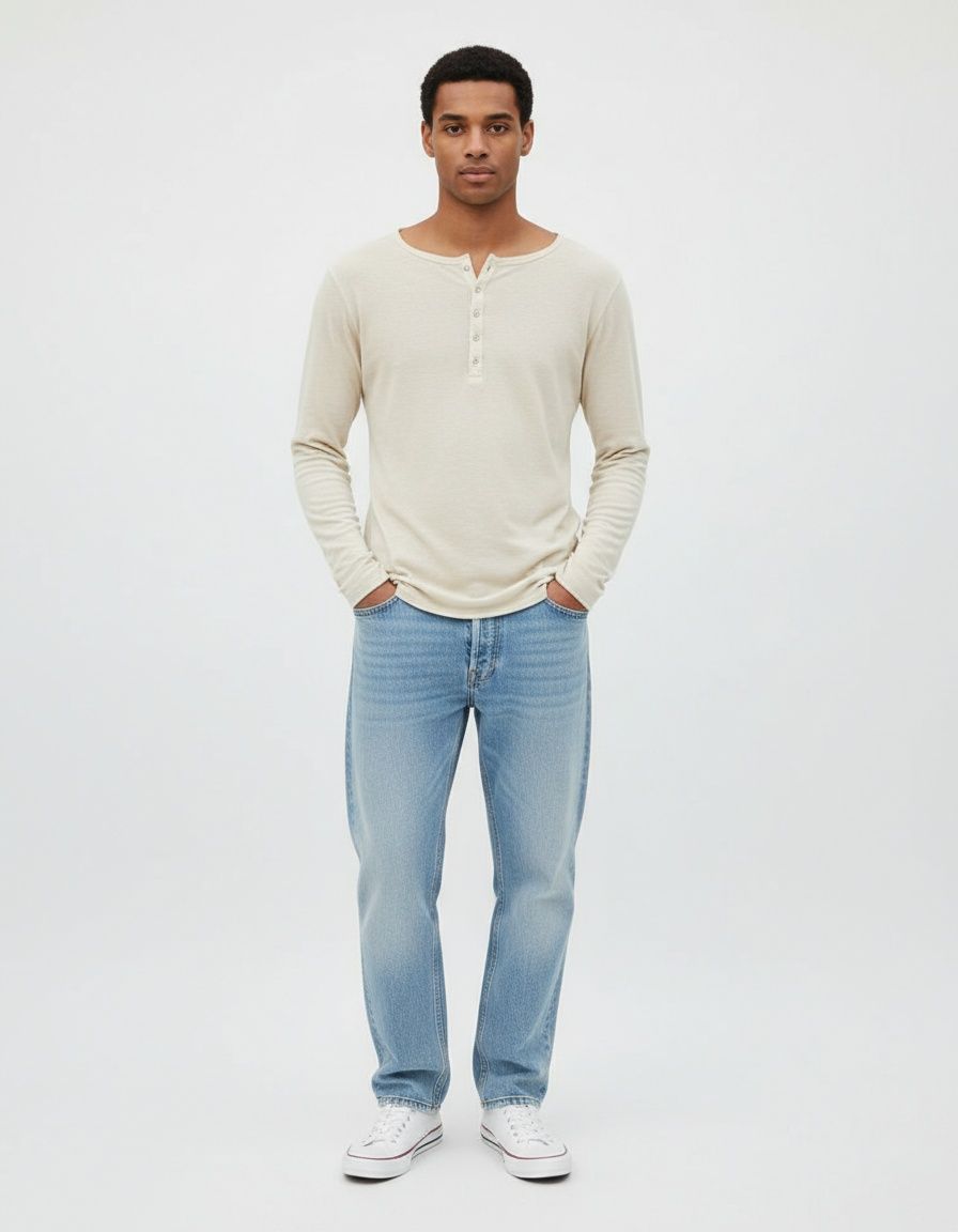 Cotton Blend Long-Sleeve Vacation T-Shirt - Breathable Casual Menswear