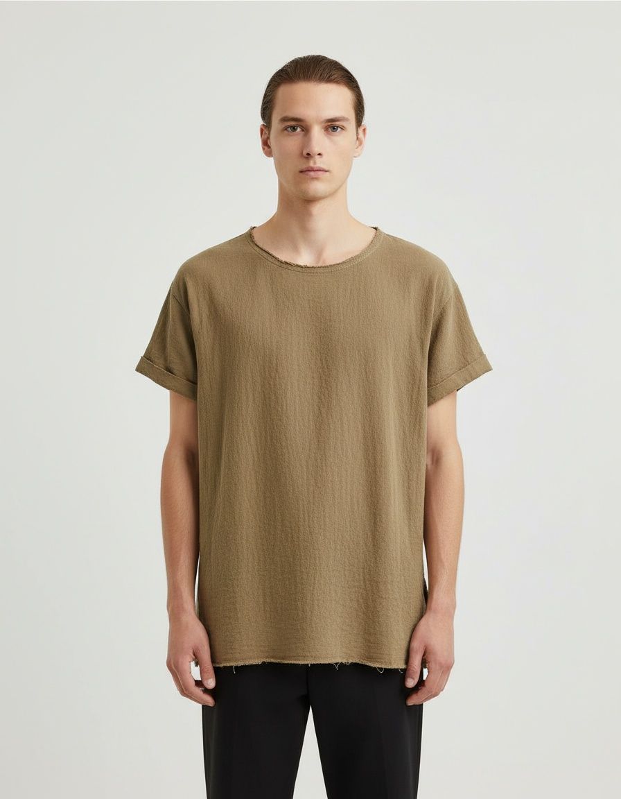 Cotton Blend Loose Fit Men's T-Shirt with Casual Street Style and Breathable Summer Fabric