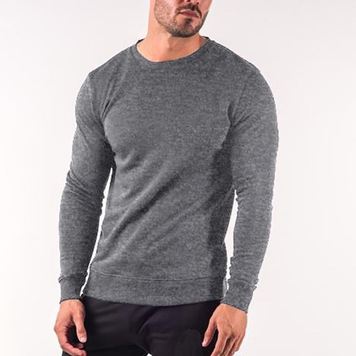 Slim Fit Pullover Knit Top - Breathable Casual Menswear for Spring and Autumn
