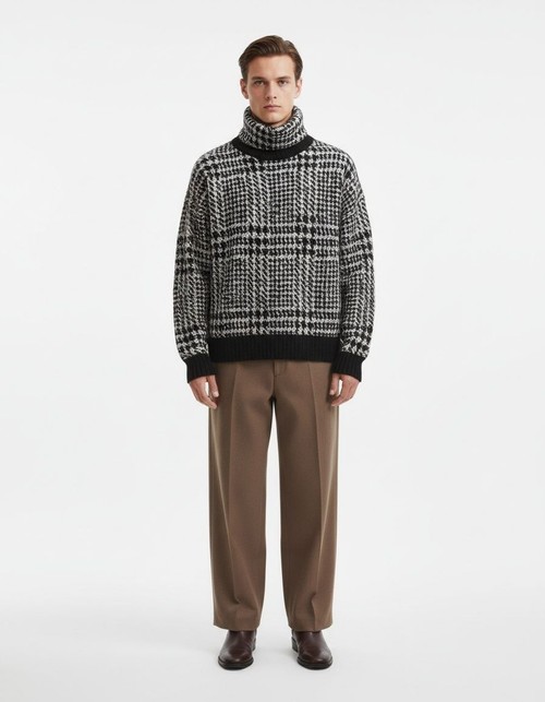 Top holgado de cuello alto para ropa informal masculina