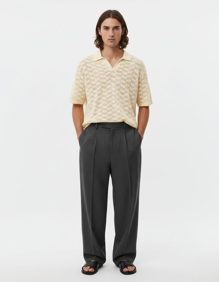 Polo transpirable de punto jacquard para uso informal en primavera y verano