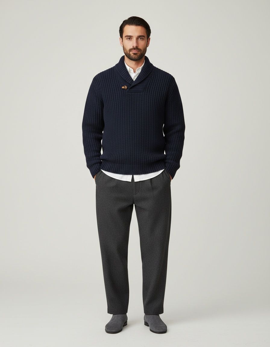 Suéter de punto grueso retro muy vendido para hombre