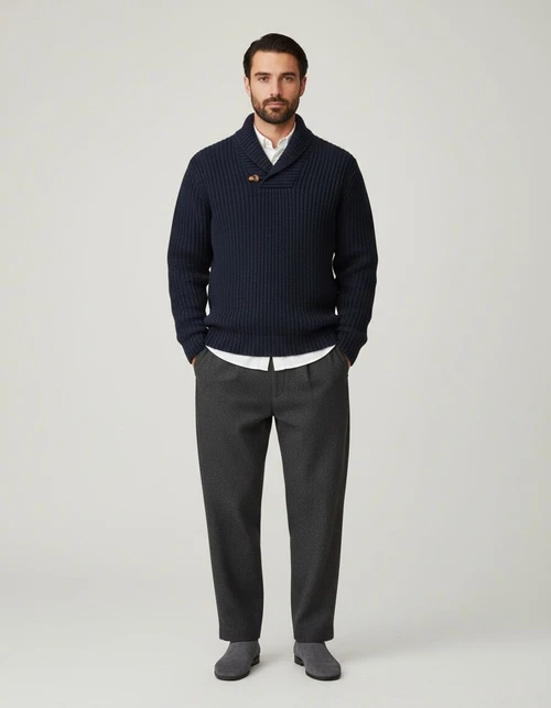 Suéter de punto grueso retro muy vendido para hombre