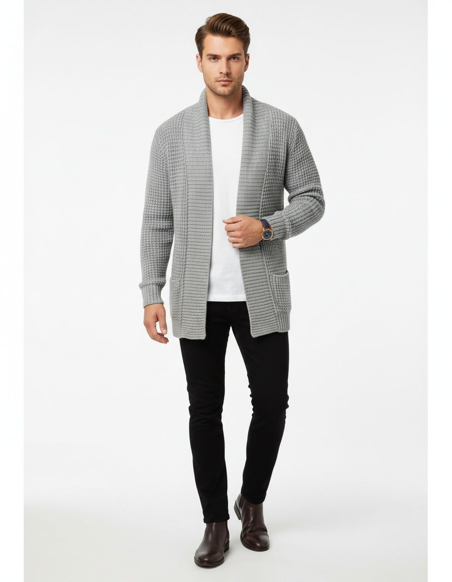 Cárdigan informal de punto suave con cuello en V - Prenda exterior transpirable de color liso con botones delanteros