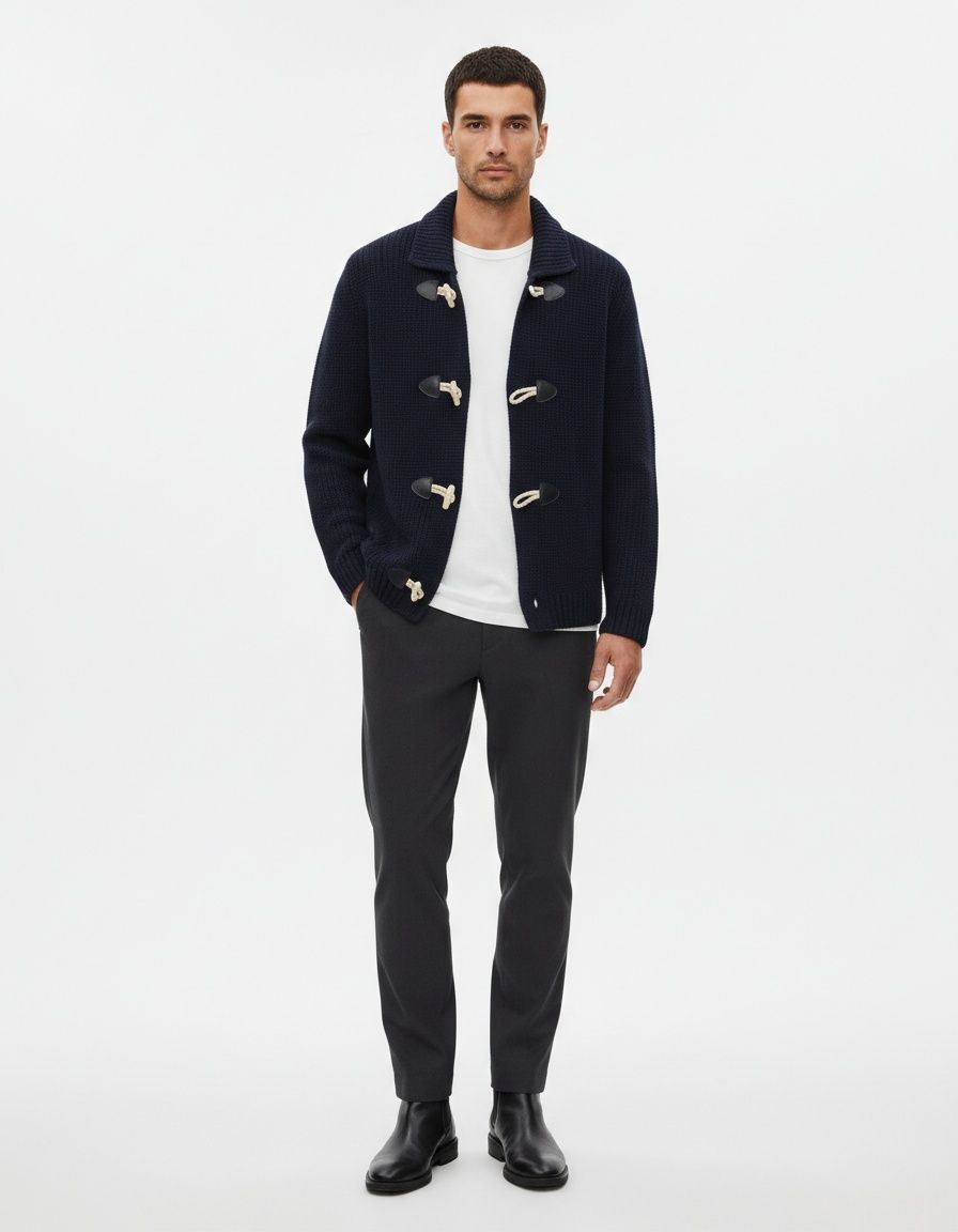 Cárdigan retro de algodón tejido con cremallera para hombre, informal, transpirable y cómodo para invierno.