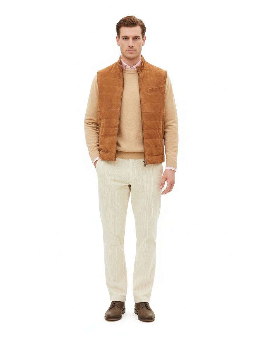 Chaleco de patchwork con cuello alto y corte entallado - Mezcla de algodón transpirable - Estilo informal