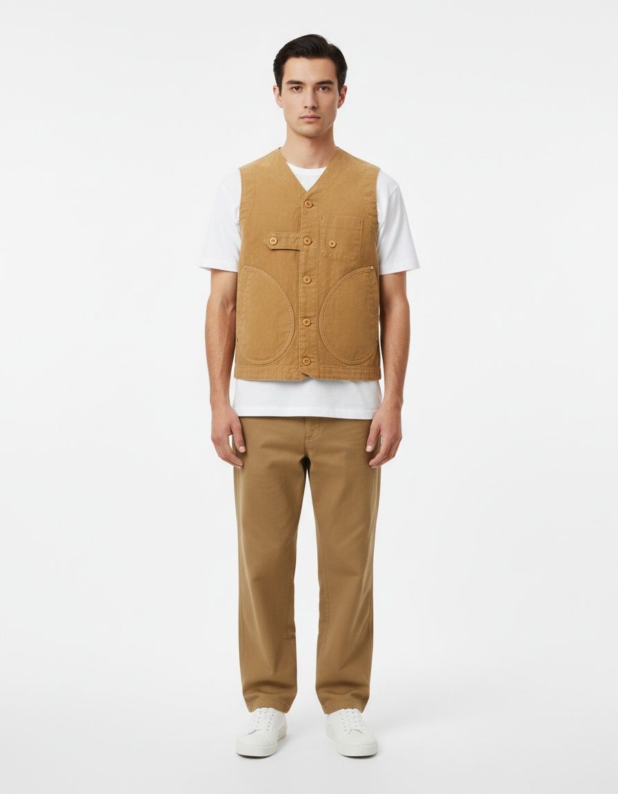 Chaleco retro de invierno de mezcla de algodón de corte entallado para uso informal