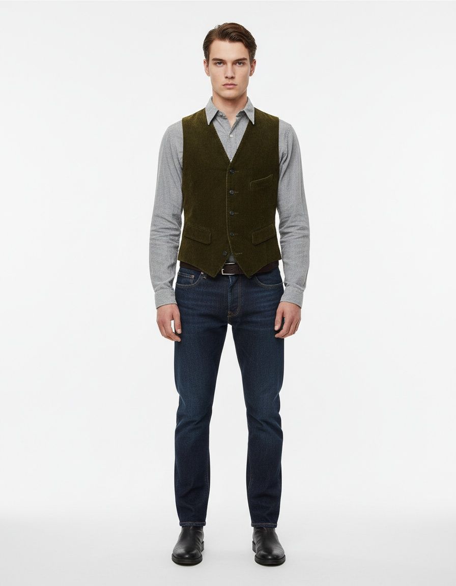 Chaleco de trabajo retro americano de pana para ropa informal transpirable para hombre