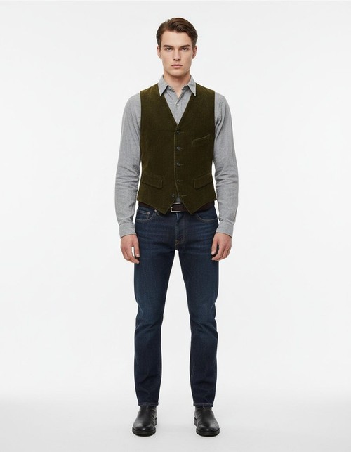 Chaleco de trabajo retro americano de pana para ropa informal transpirable para hombre