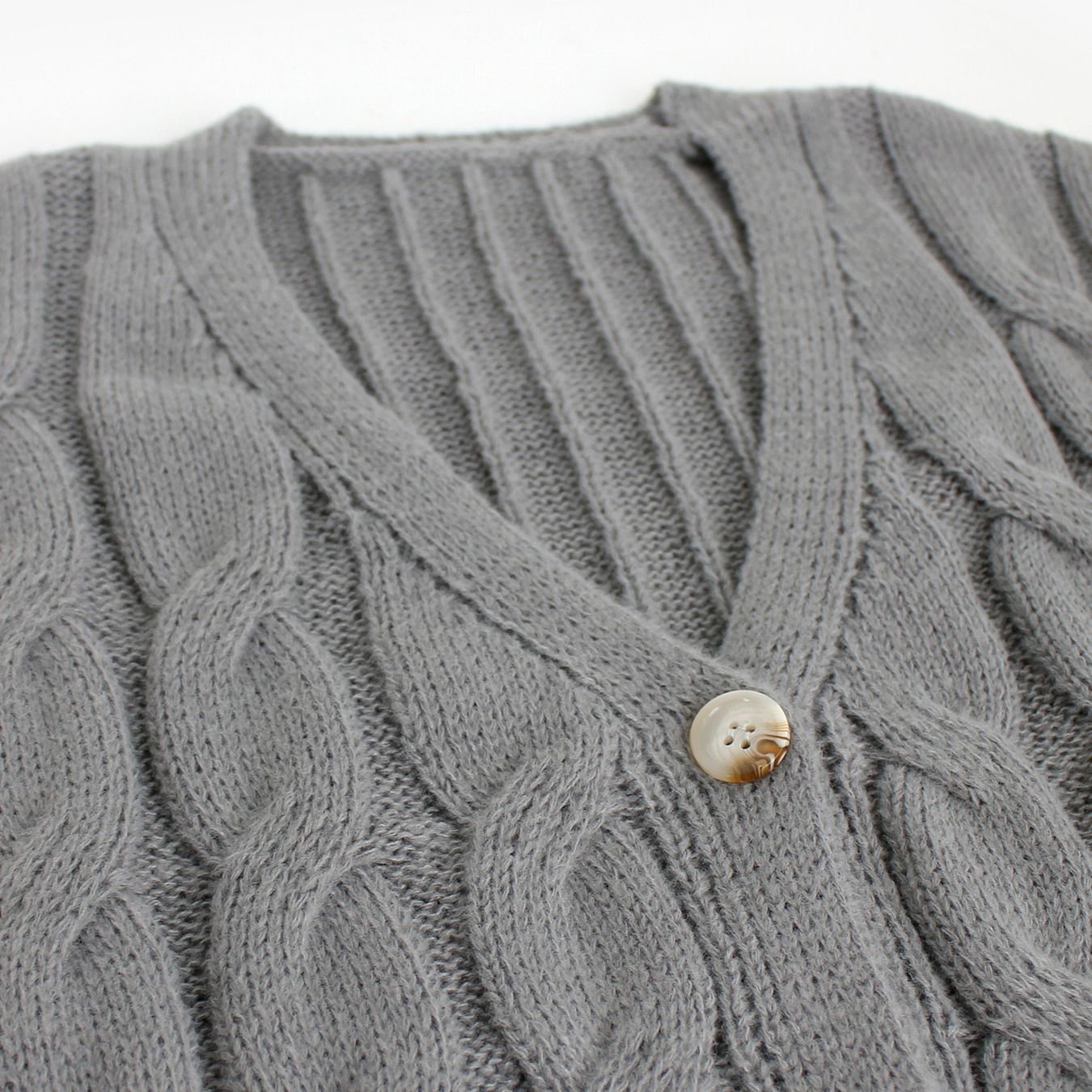 Linen Knit Cardigan Long Open Front Chunky Cable Knit with Pockets