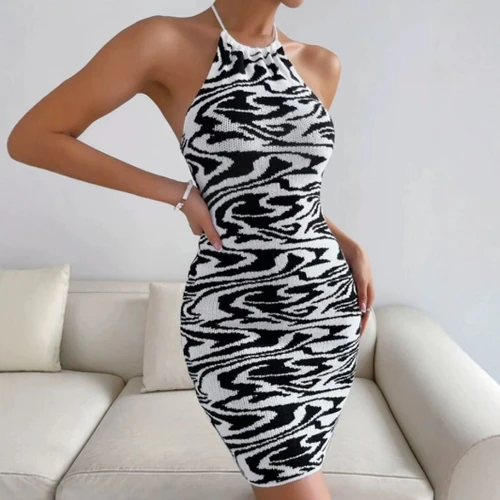 Knitted Tank Dress Tie Waist Beach Cover Up Summer