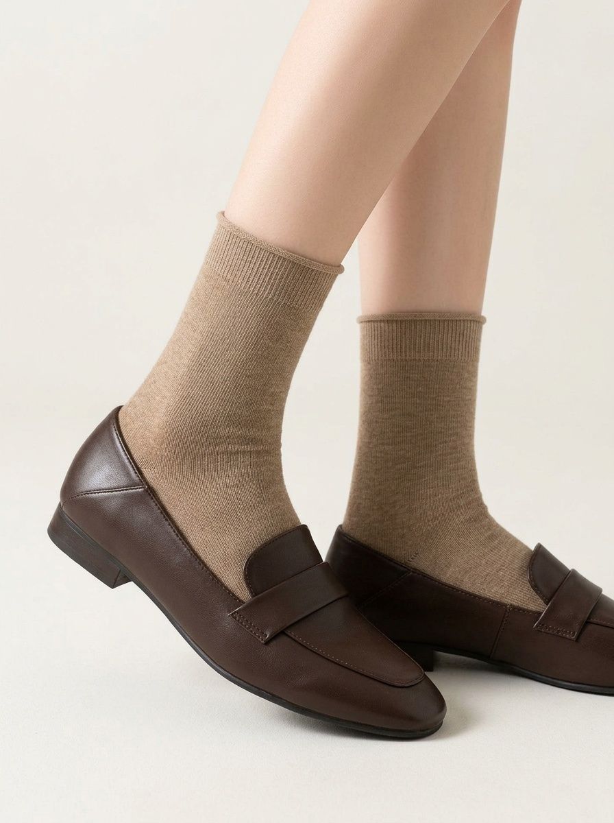 Cotton Women's Ribbed Slouch Crew Socks