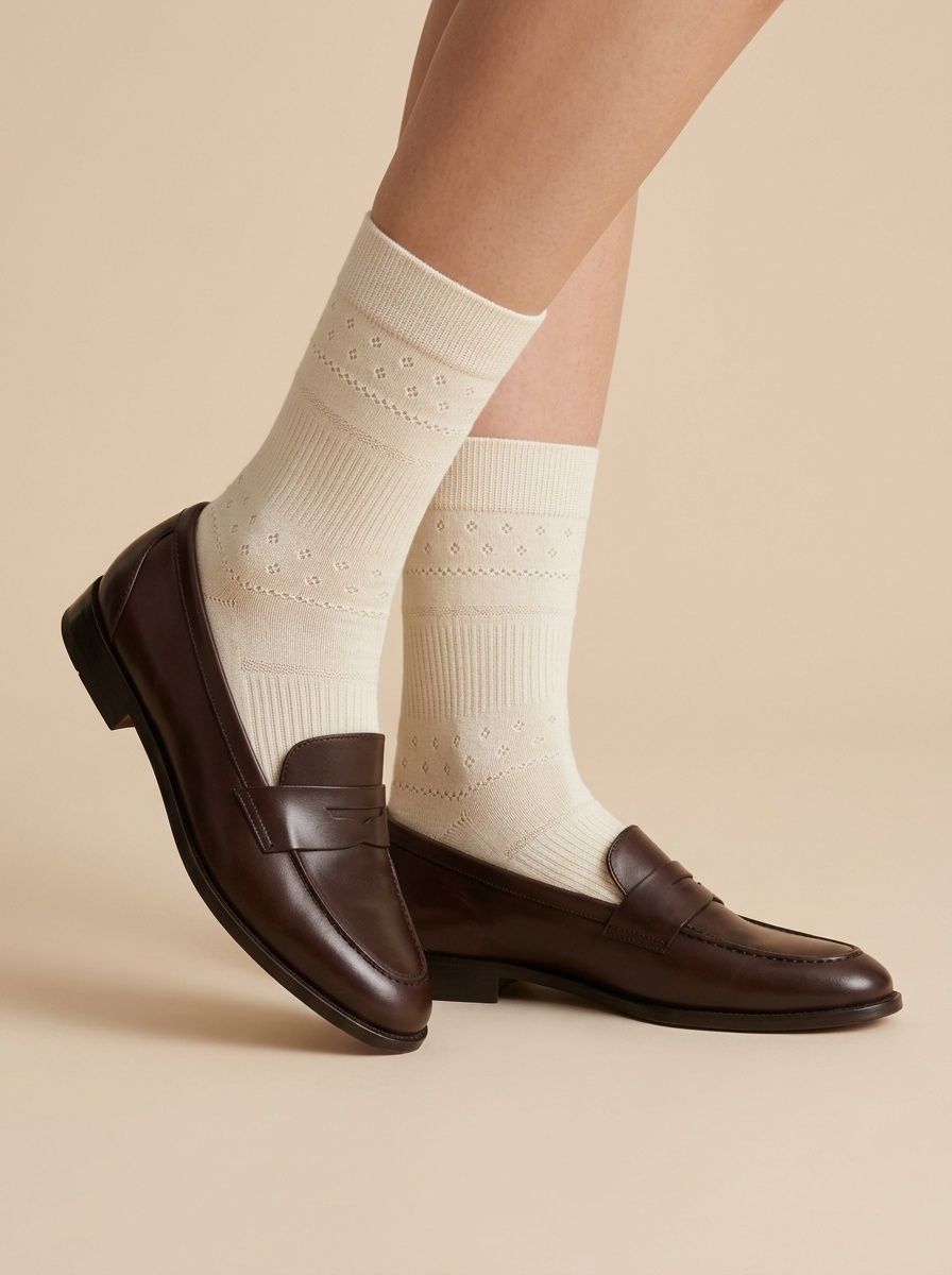 Women's Pointelle Knit Crew Socks