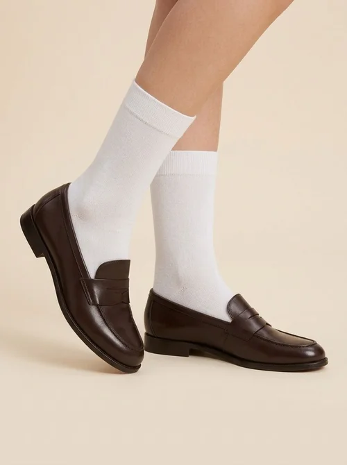 Women Thin Ribbed Crew Socks Solid Knit Mid Calf