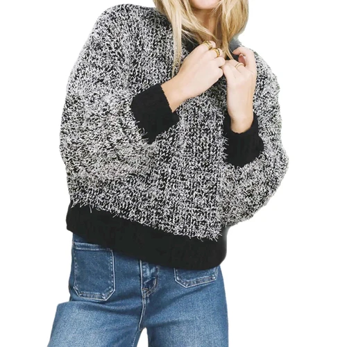 Knit Crewneck Sweater Color Block Long Sleeve Pullover SSU-00098