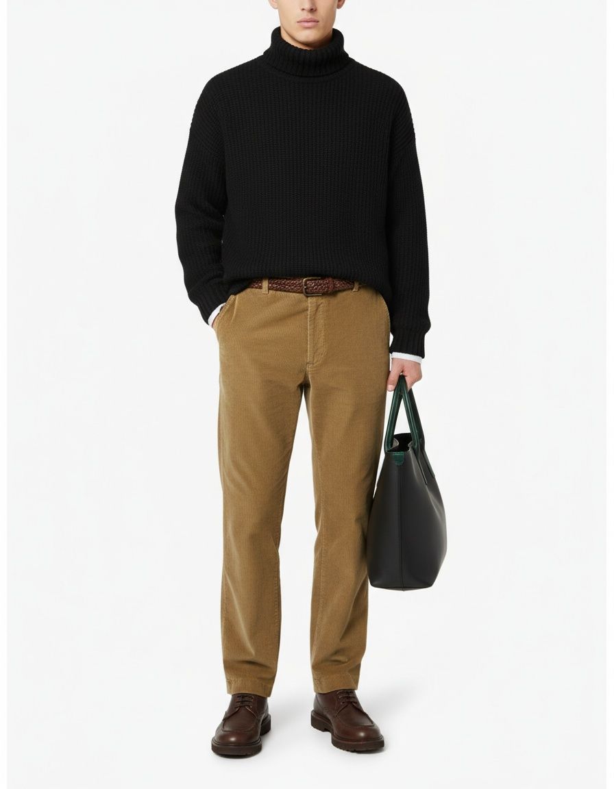 Pantalones casuales de pana de pierna recta y holgados para invierno para hombre