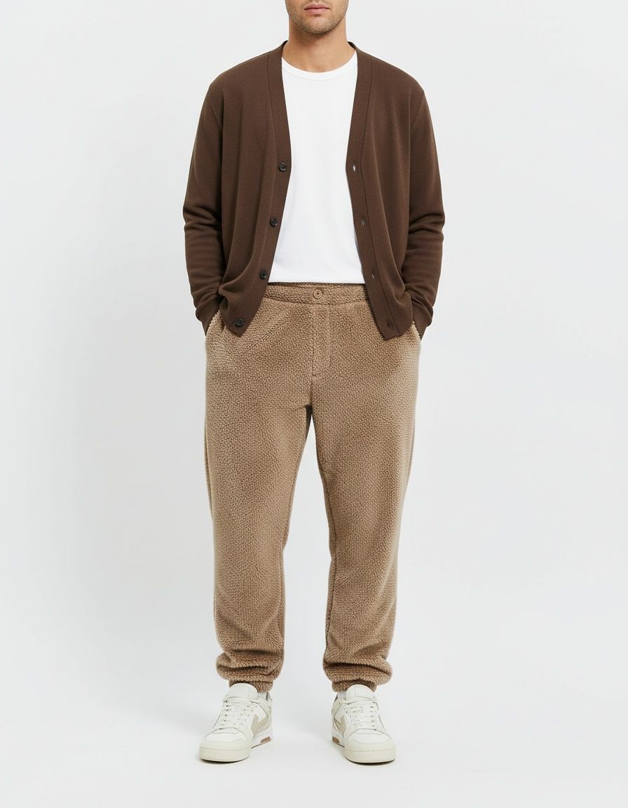 Fleece Elastic Waist Warm Winter Casual Pants for Men's Wear