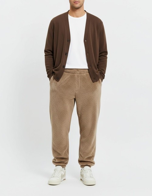 Fleece Elastic Waist Warm Winter Casual Pants for Men's Wear