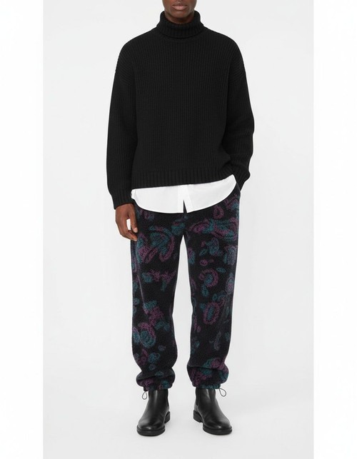 Loose Fit Printed Plush Casual Trousers for Men's Spring Wear