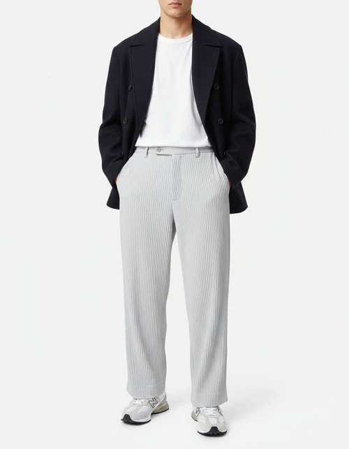 Loose Fit Corduroy Straight Leg Trousers for Men's Casual Autumn Wear