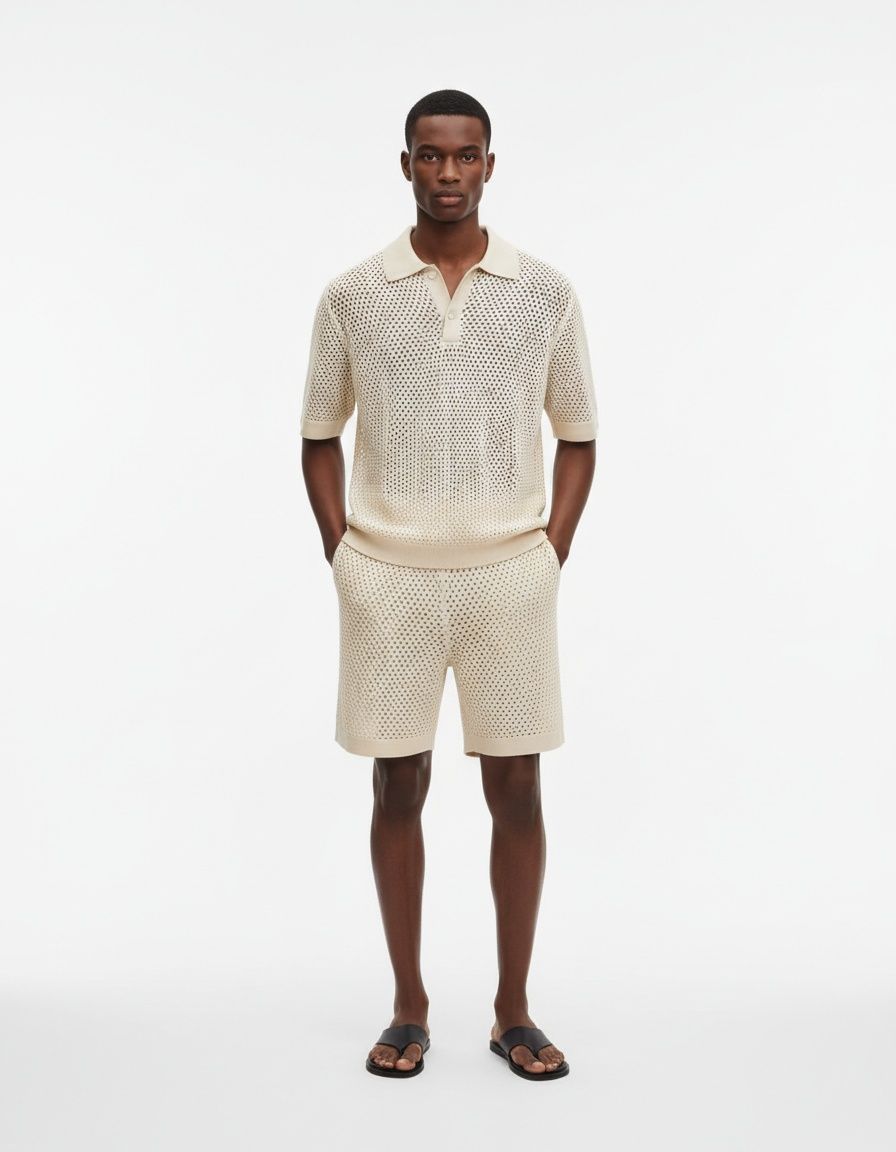 Conjunto de pantalones cortos casuales transpirables con bloques de color de punto para ropa de verano para hombre