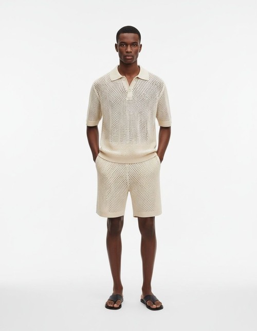 Conjunto de pantalones cortos casuales transpirables con bloques de color de punto para ropa de verano para hombre