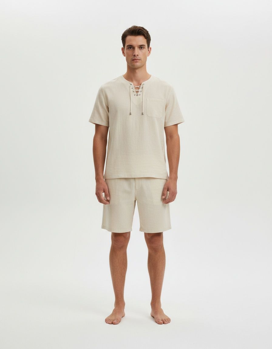 Streetwear Printed Short-Sleeve T-Shirt and Shorts Set for Men's Casual Summer Wear