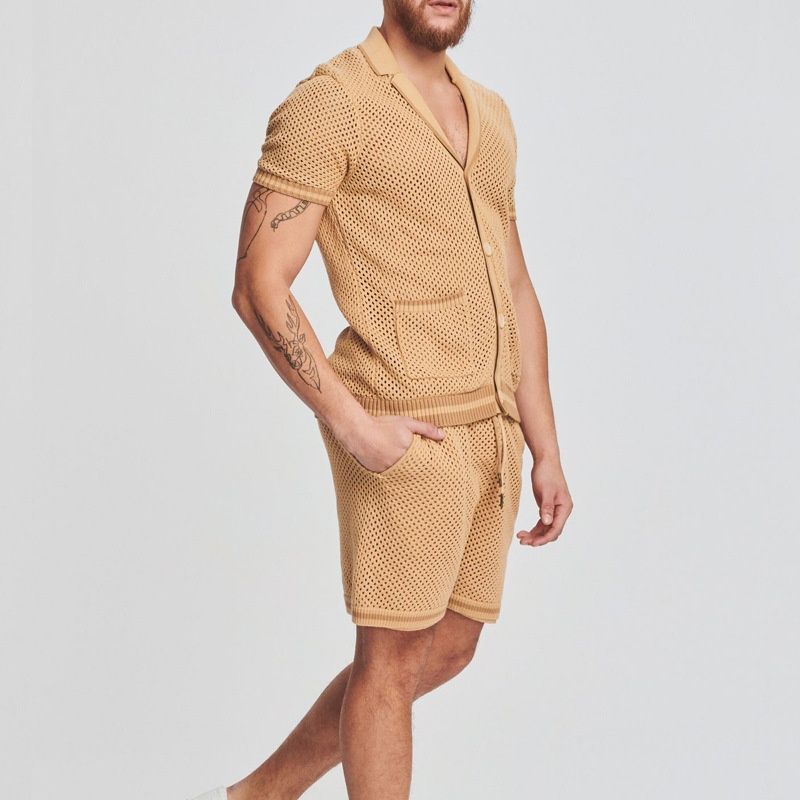 Loose Fit Breathable Knit Men's Shorts Set
