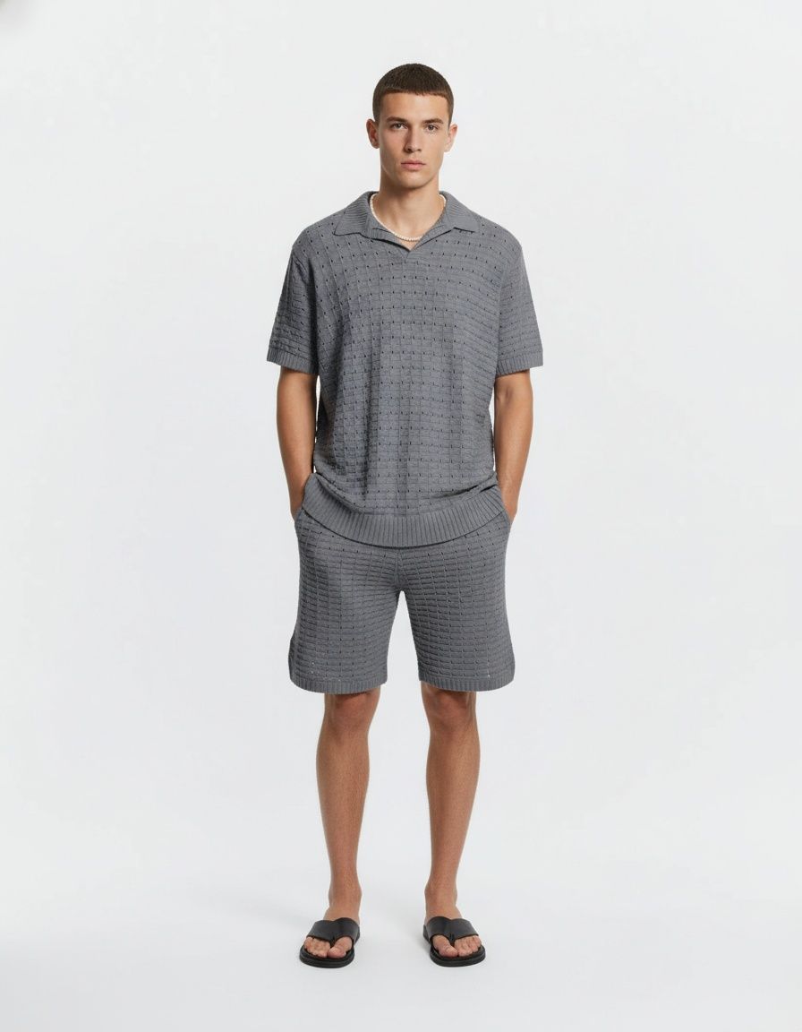Loose Fit Breathable Polo and Shorts Set for Men's Casual Summer Wear