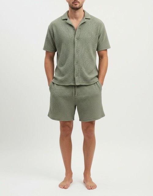 Loose Fit Breathable Summer Shirt and Shorts Set for Men's Casual Wear