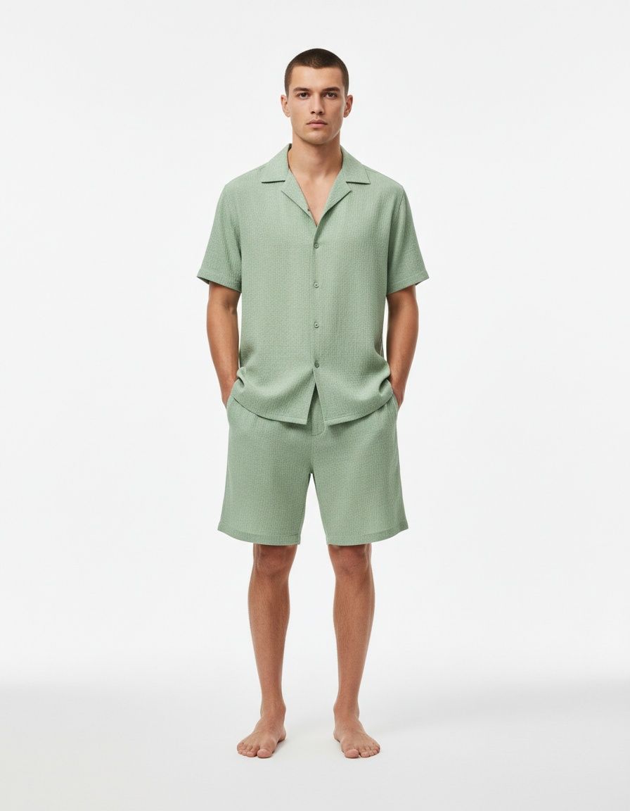 Street Style Printed Short-Sleeve T-Shirt and Shorts Two-Piece Set for Men's Casual Summer Wear