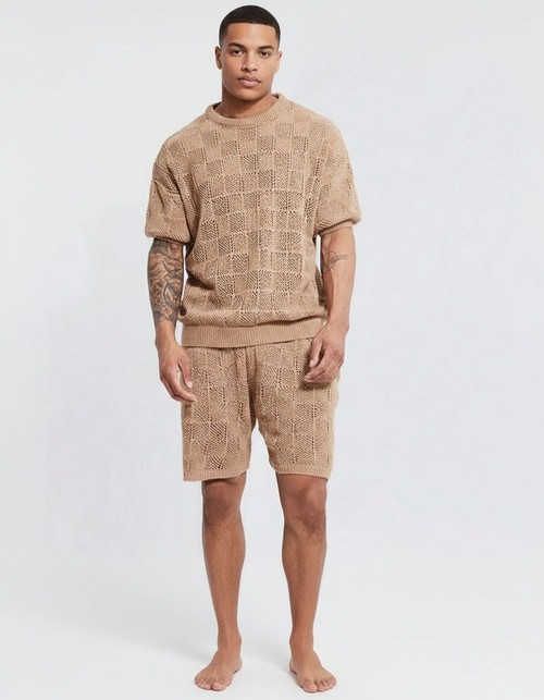 Loose Fit Breathable Short-Sleeved Shirt and Shorts Summer Sportswear Set for Men's Casual Wear