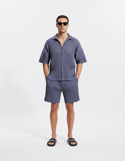Loose Fit Cotton Blend Short-Sleeve Beach Set for Men's Casual Summer Wear