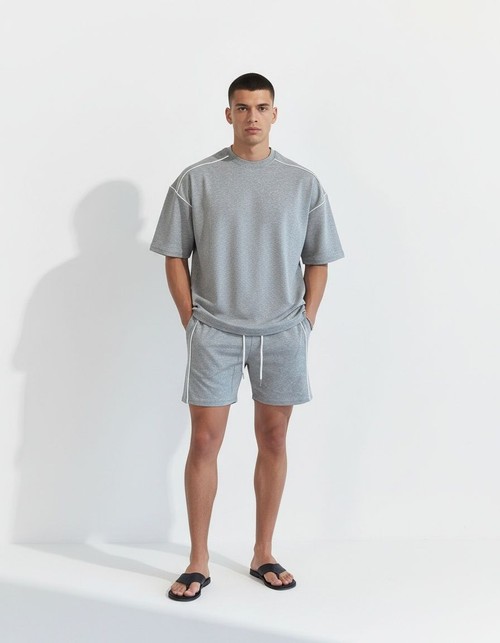 Sporty Casual Crew Neck T-Shirt and Shorts Two-Piece Set for Men