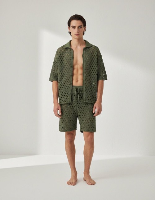 Knitted Spring and Summer Casual Sports Suit with Short-Sleeve Shirt and Shorts for Men