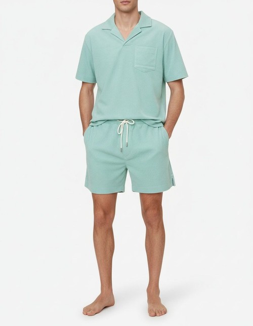 Camisa holgada de mezcla de algodón y pantalones cortos, traje de verano para ropa informal de hombre