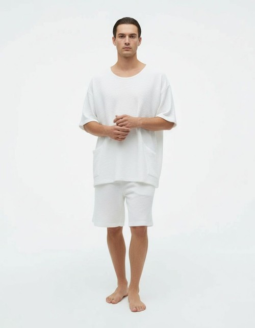 Conjunto de pantalones cortos holgados y transpirables con cuello redondo para hombre para uso informal de verano