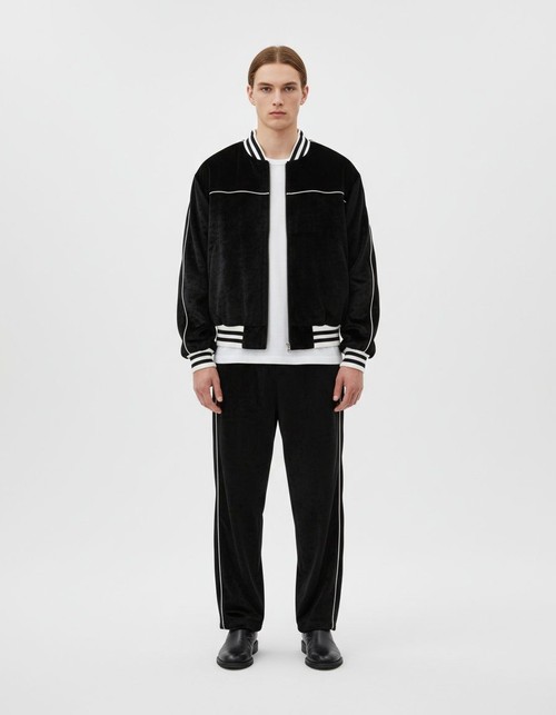 Double Zipper Design Jacket and Long Pants Casual Winter Men's Set