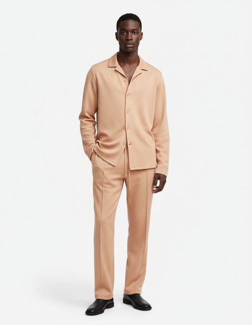 Relaxed Fit Loose Lapel Casual Winter Menswear Shirt and Trousers Set