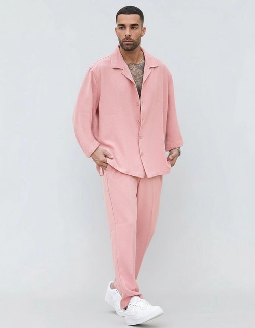 Conjunto casual de dos piezas de manga larga con pantalón para hombre para otoño e invierno