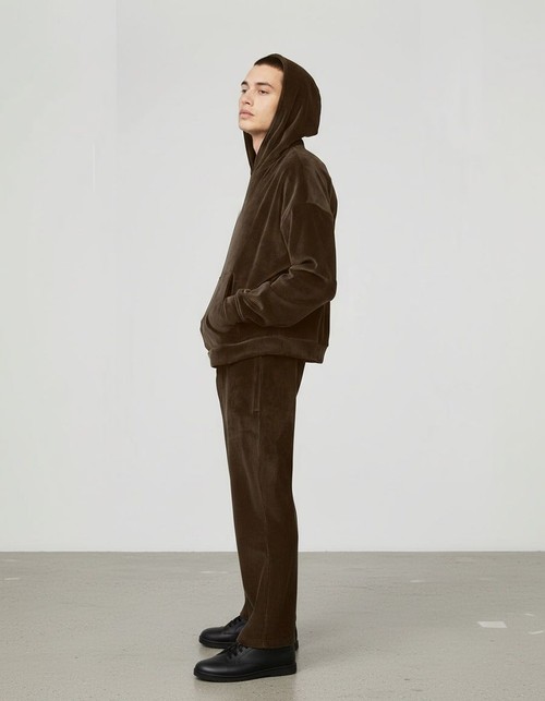 Gold Velvet Slim Fit Casual Autumn Sweatshirt Set for Men